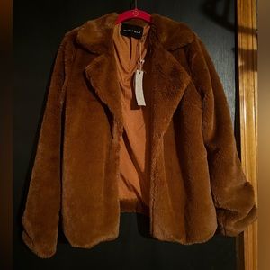 Mustard Seed Brown Faux Fur Coat